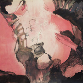 "Remains: Light from the Ruins II," 2013. Sumi and India inks, acrylic, pastel, charcoal on murillo paper, 27½” x 39."